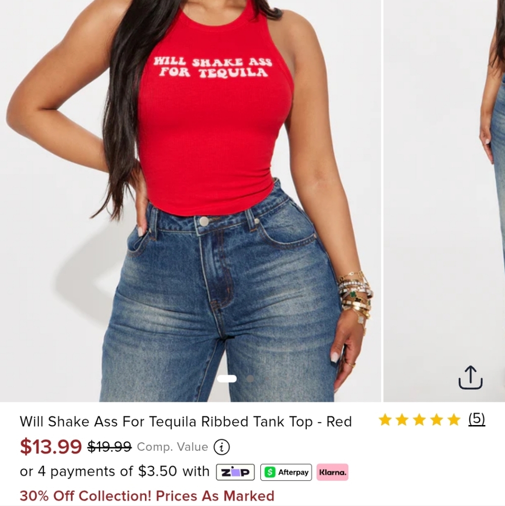 Fashion Nova Red Slogan Ribbed Tank Top